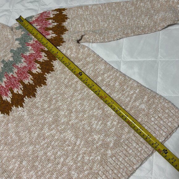 L.L.Bean Fair Isle Turtleneck Sweater Petite S Cotton Nordic Winter Cream Knit - Picture 9 of 10
